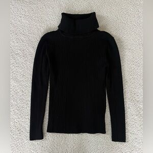 George Minimalist classic Chic Black Ribbed Knit casual sweater M